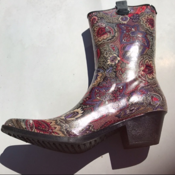 RIDETECS COWBOY EQUESTRIAN RUBBER RIDING RAIN BOOT - Picture 2 of 5